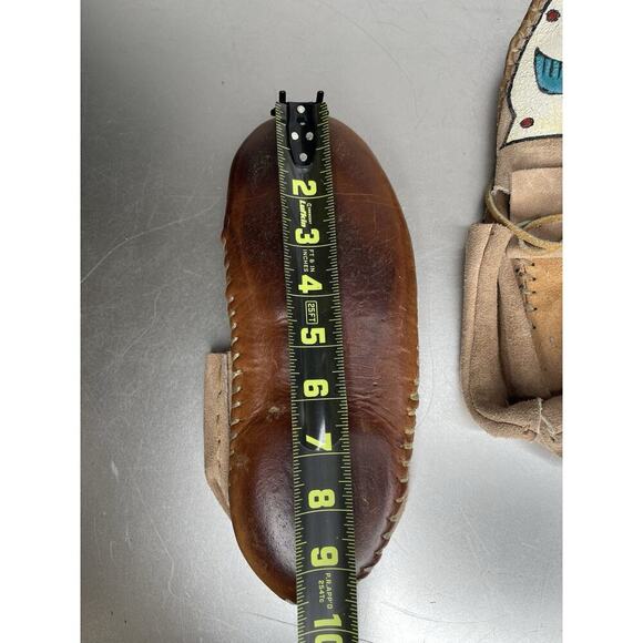 Vintage Native American Hand Painted Thunderbird Leather Moccasins 8.5/9 - Picture 7 of 7